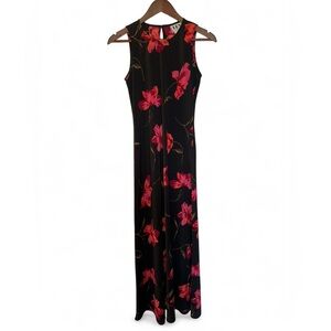 VTG 90s DBY Ltd Black & Pink Floral Maxi Dress 🌸✨